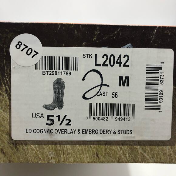 Circle G Women's Overlay & Embroidery & Studded Boots Cognac Size 5.5 M - Picture 11 of 11